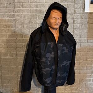 Men's Black and Gray Camo Windbreaker